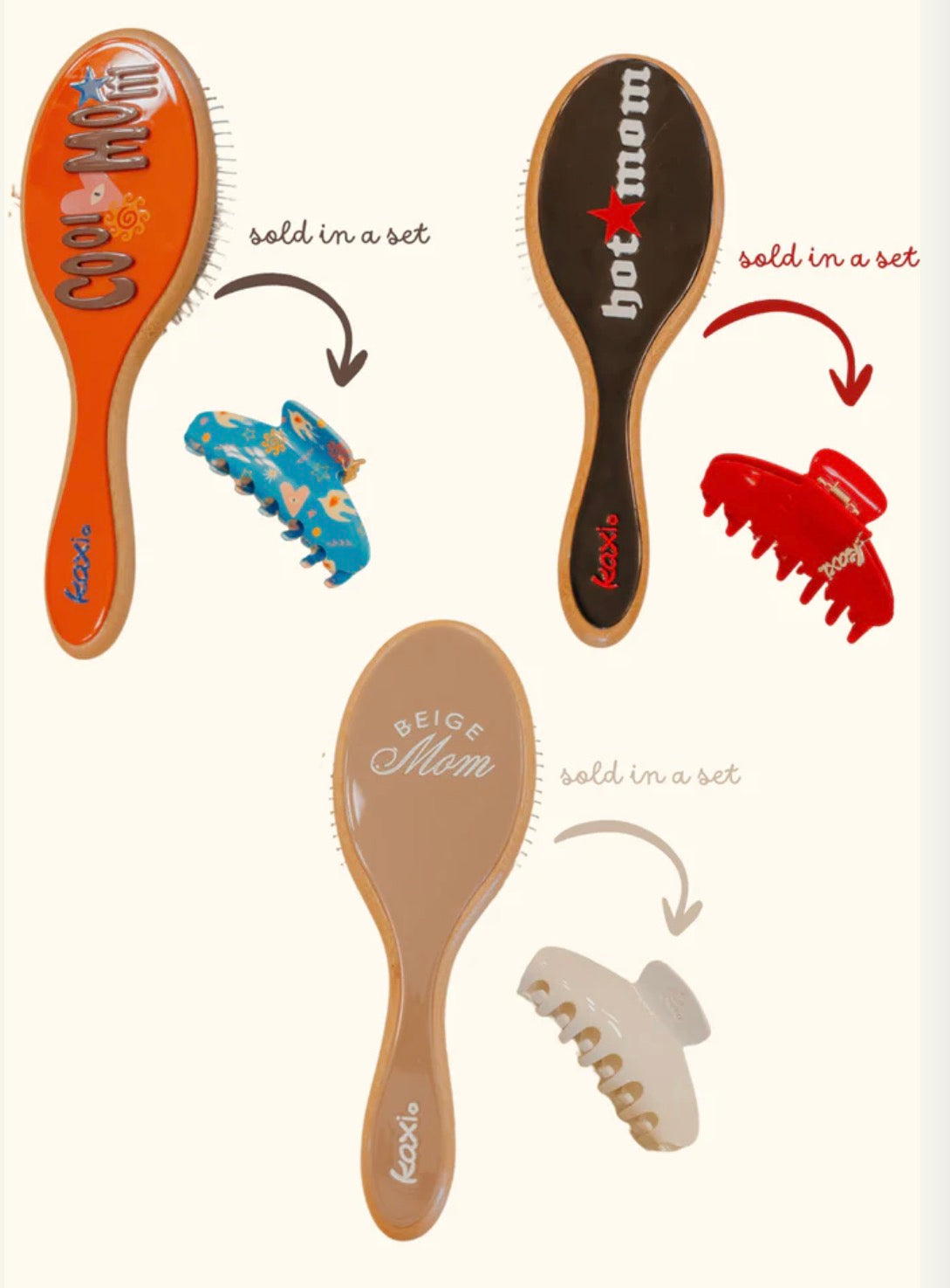 Mom Hair Brush + Claw Clip Set