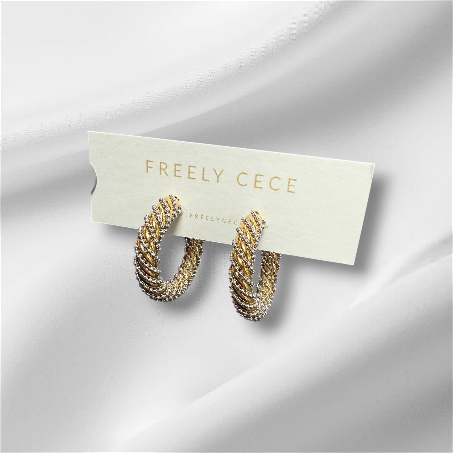 Mixed Metal Studded Hoops