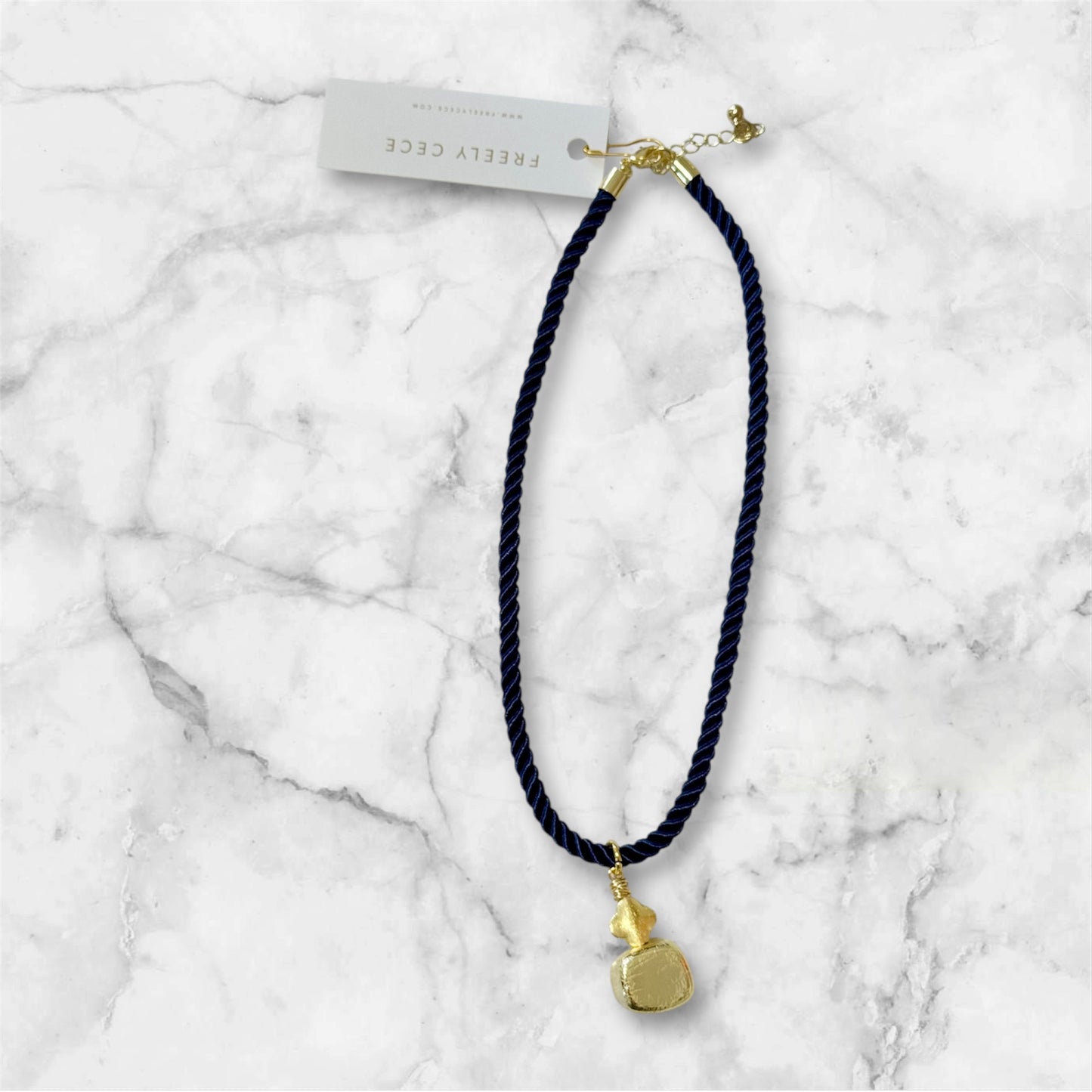 Navy Clover Rope Necklace