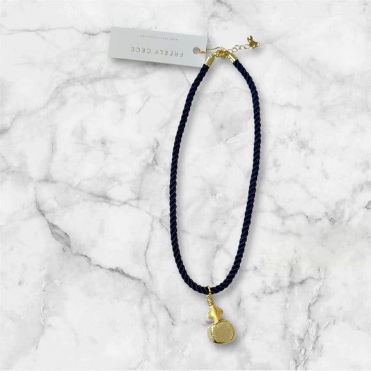 Navy Clover Rope Necklace