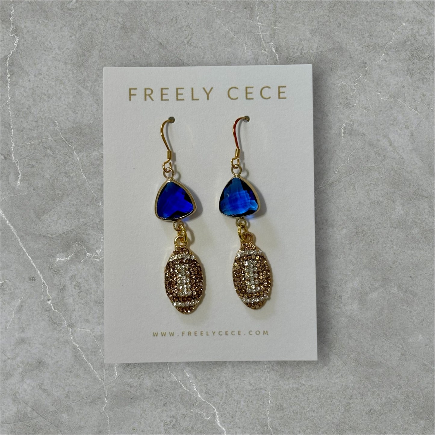 CZ Rhinestone Football Earrings