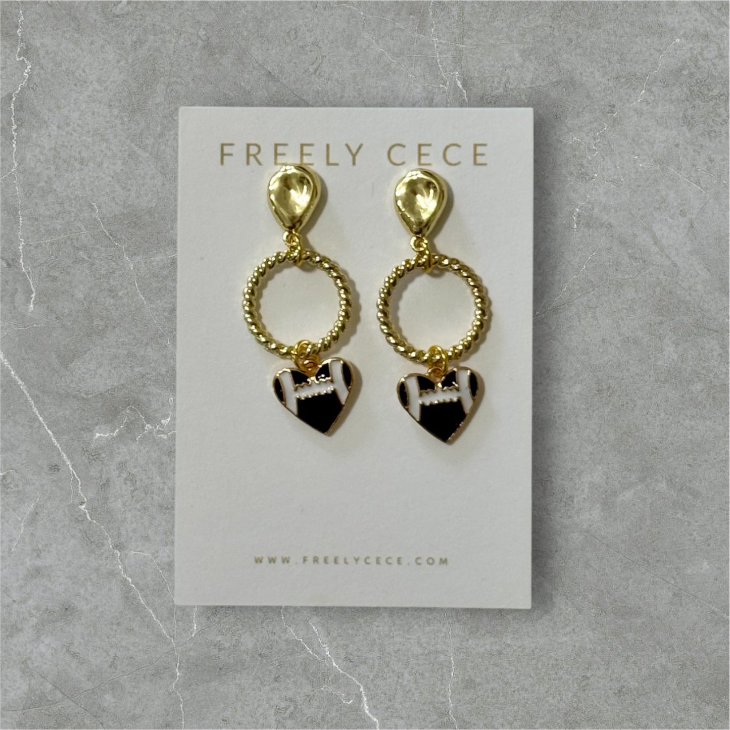 Heart Football Earrings