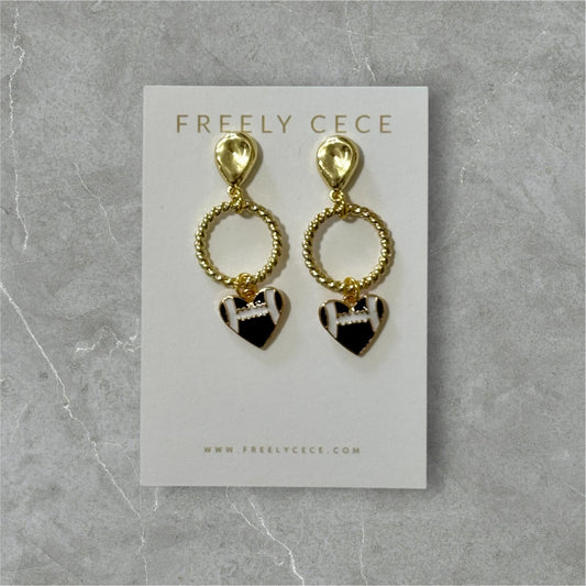 Heart Football Earrings