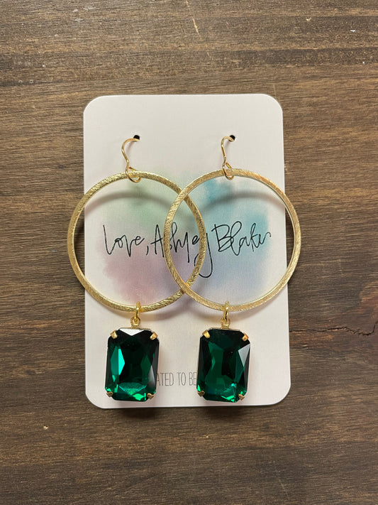 Emerald Hoop Earrings