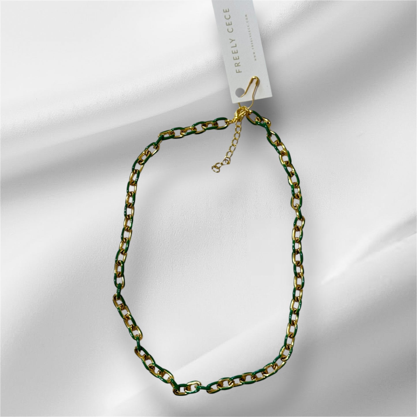 Green Enamel Chain Necklace