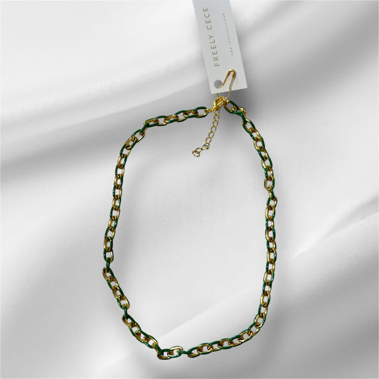 Green Enamel Chain Necklace