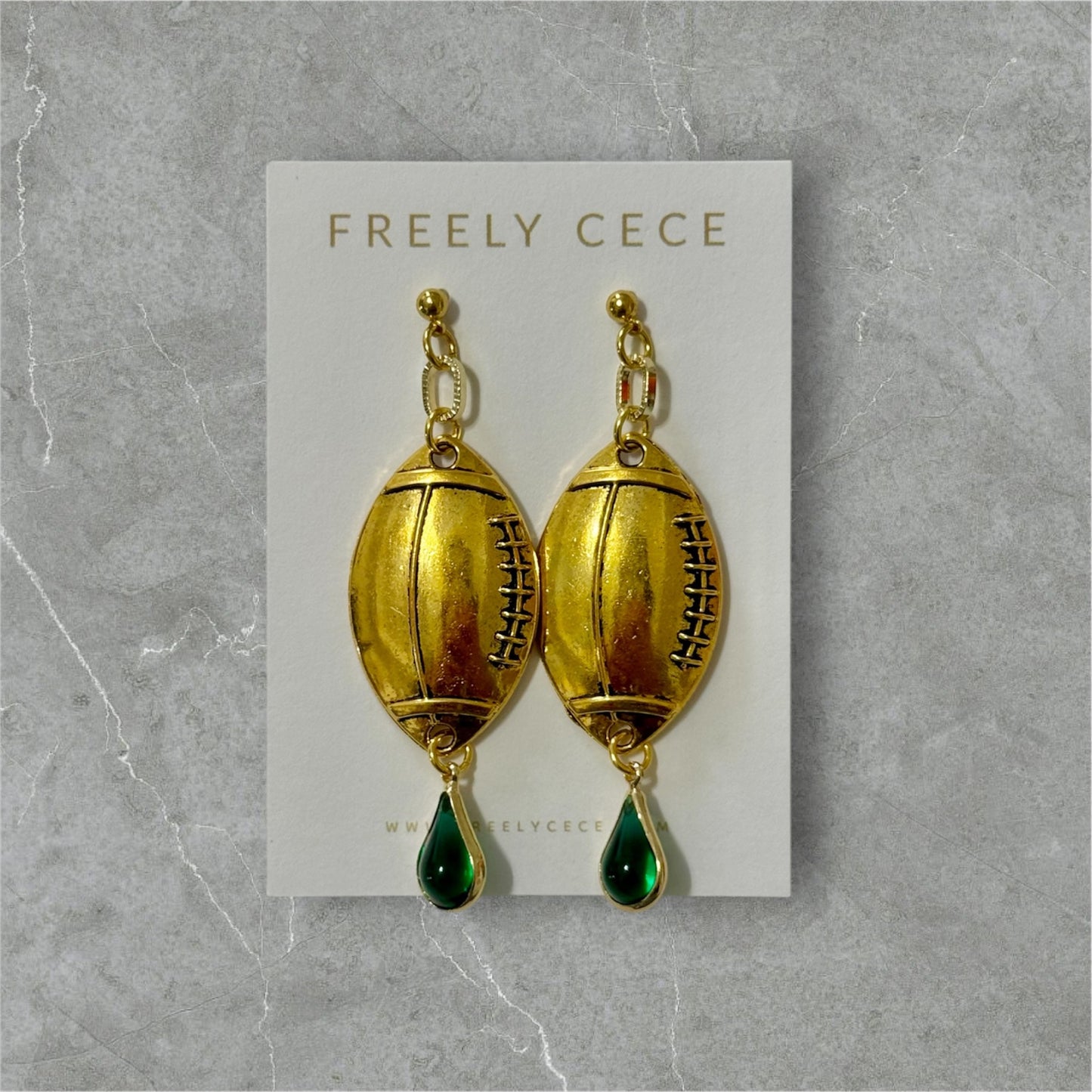 Green Football Earrings