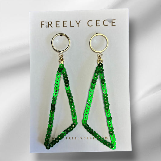 Sequin Triangle Dangle Earrings