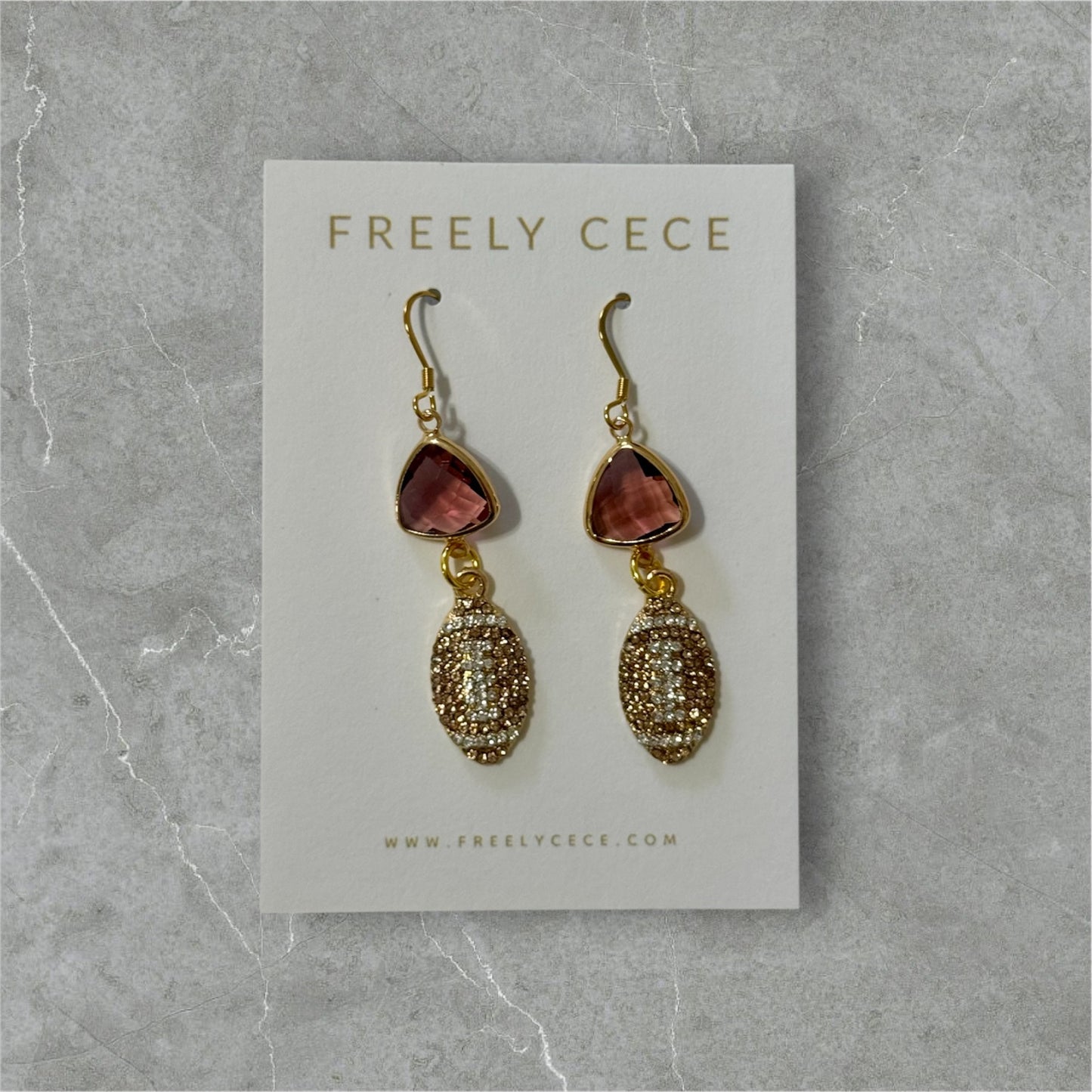 CZ Rhinestone Football Earrings