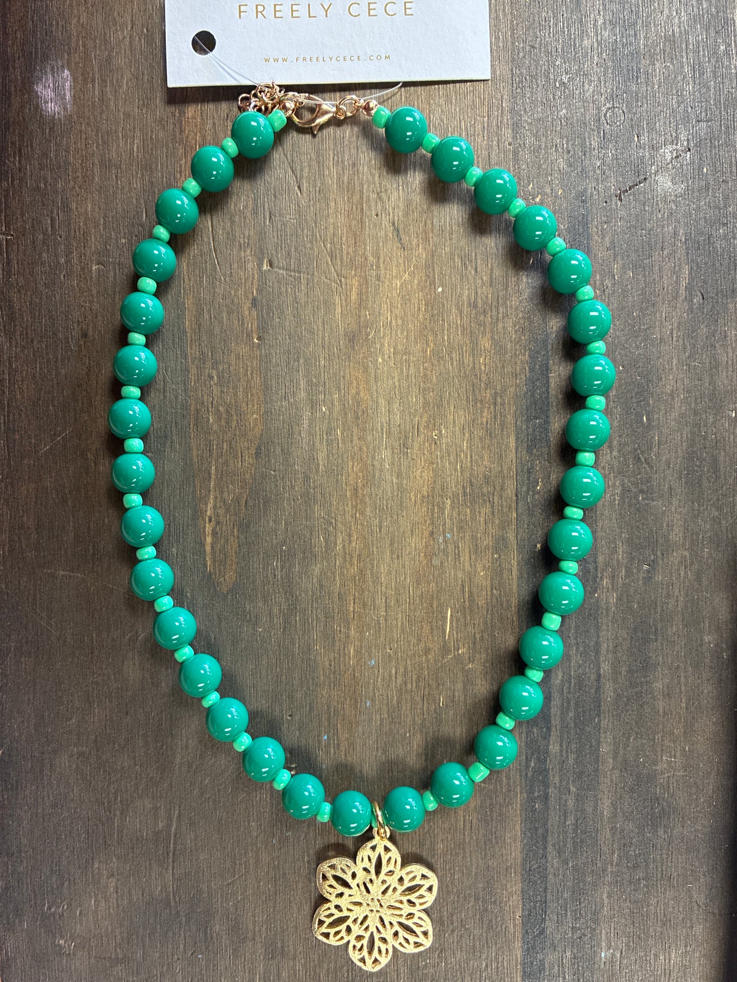 Small Beaded Necklace w/ Charm