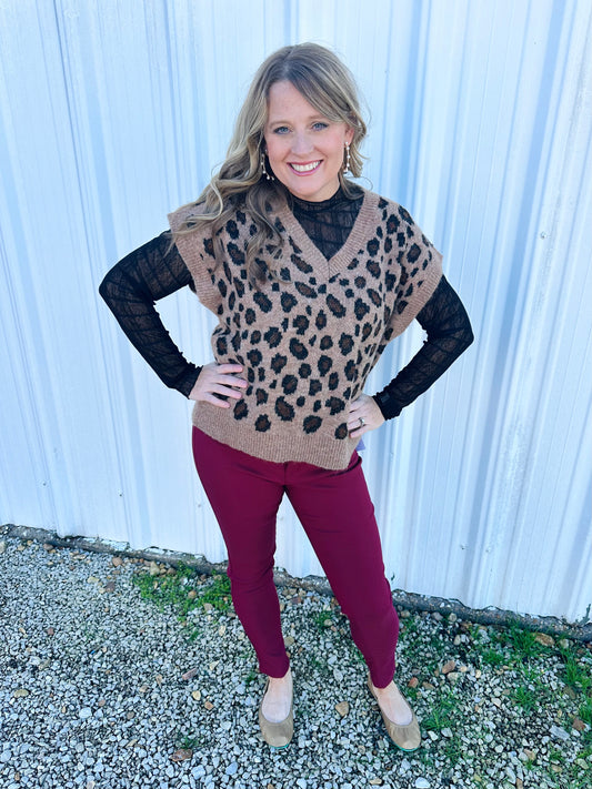 Cheetah Print Sweater Vest