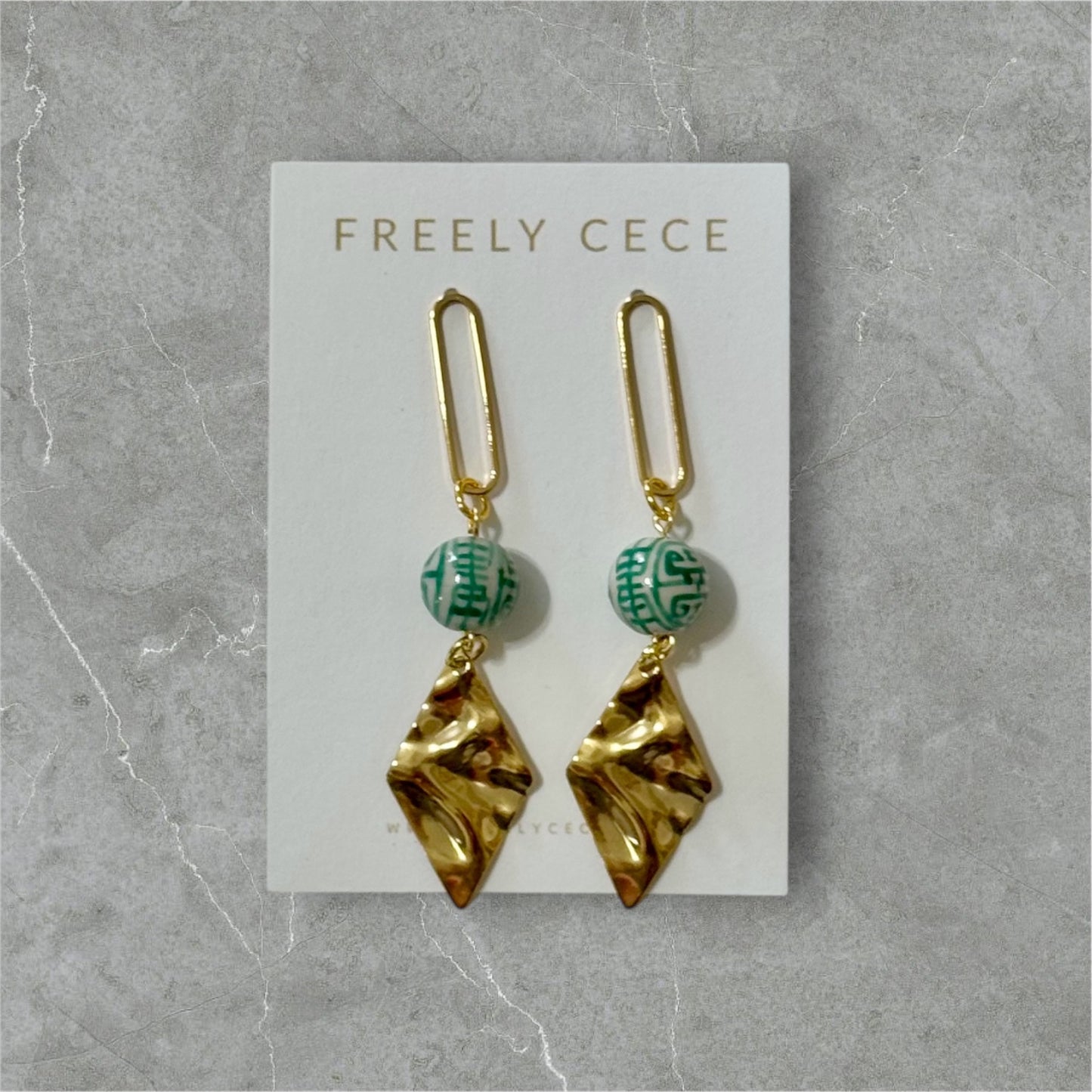 Green Beaded Dangle Earrings