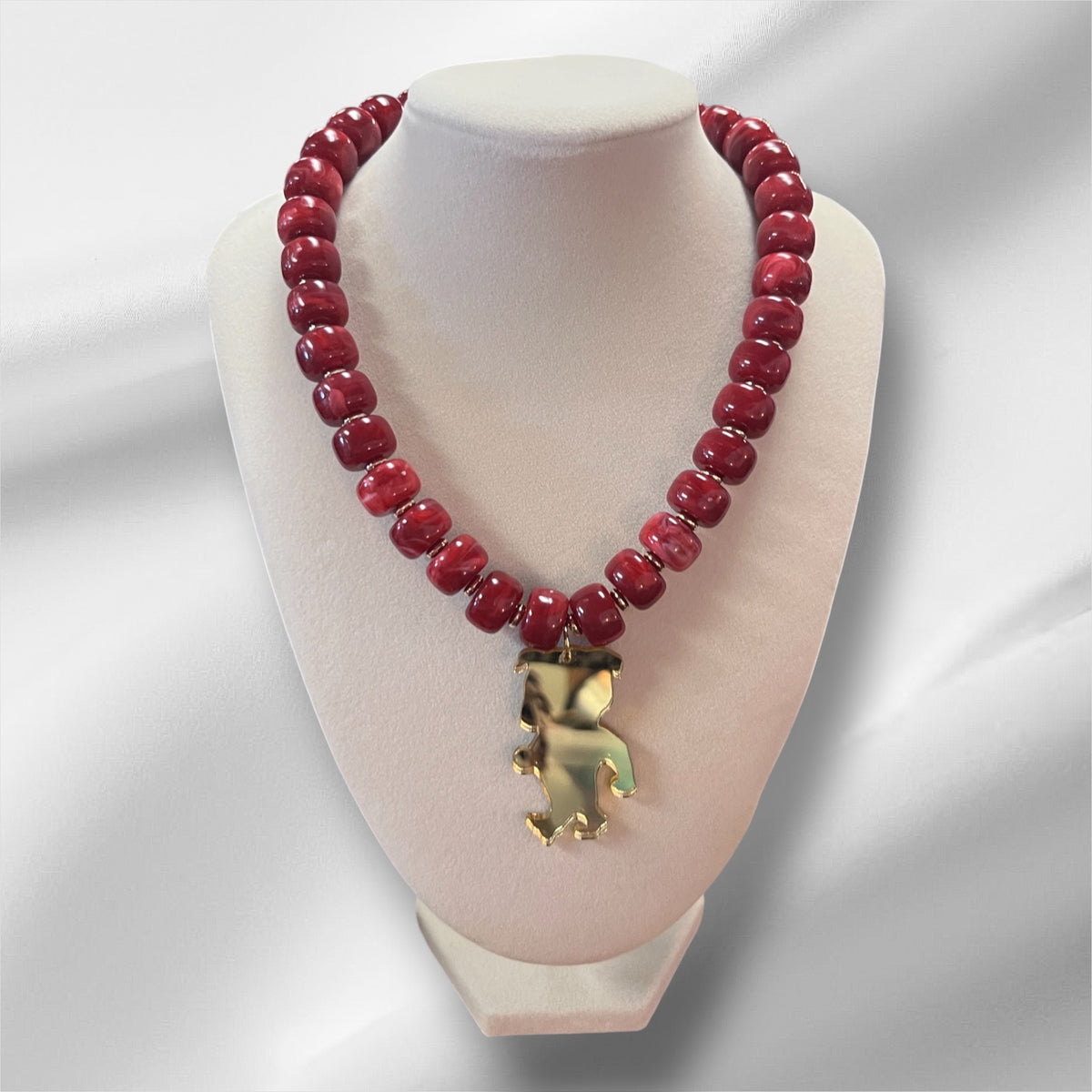 Chunky Maroon Beaded Necklace