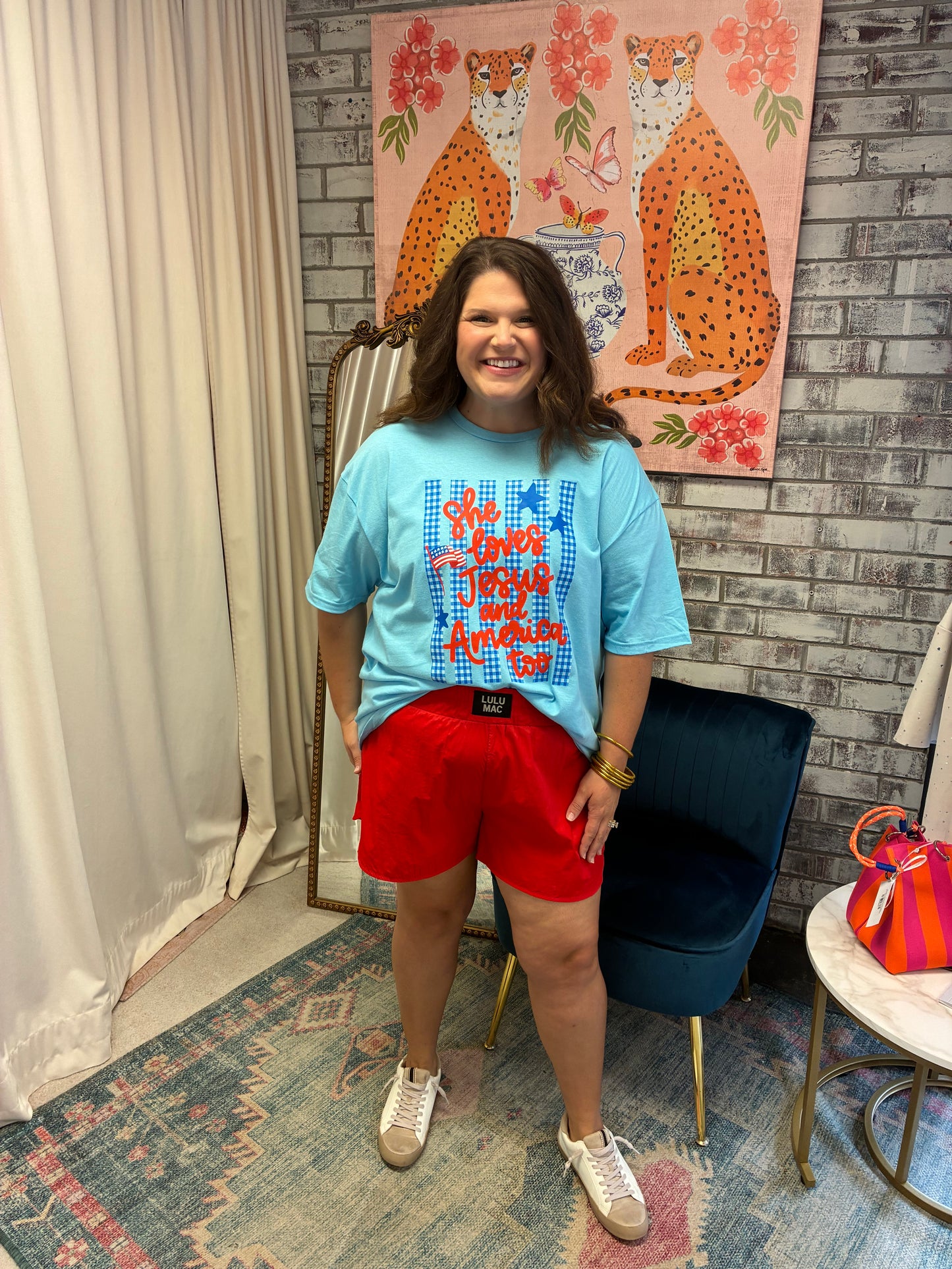 Curvy Love Jesus and America Tee