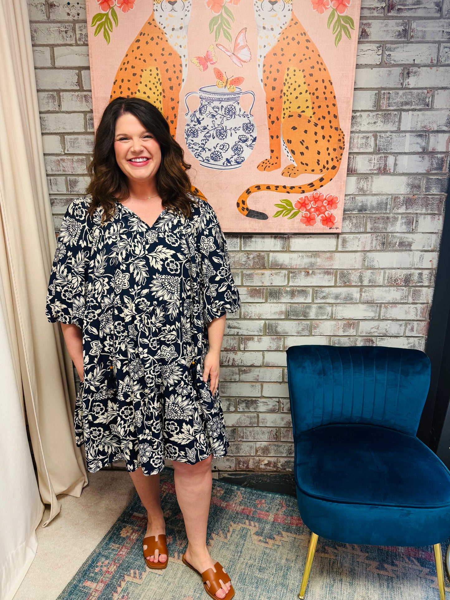 Curvy Navy Wave Dress