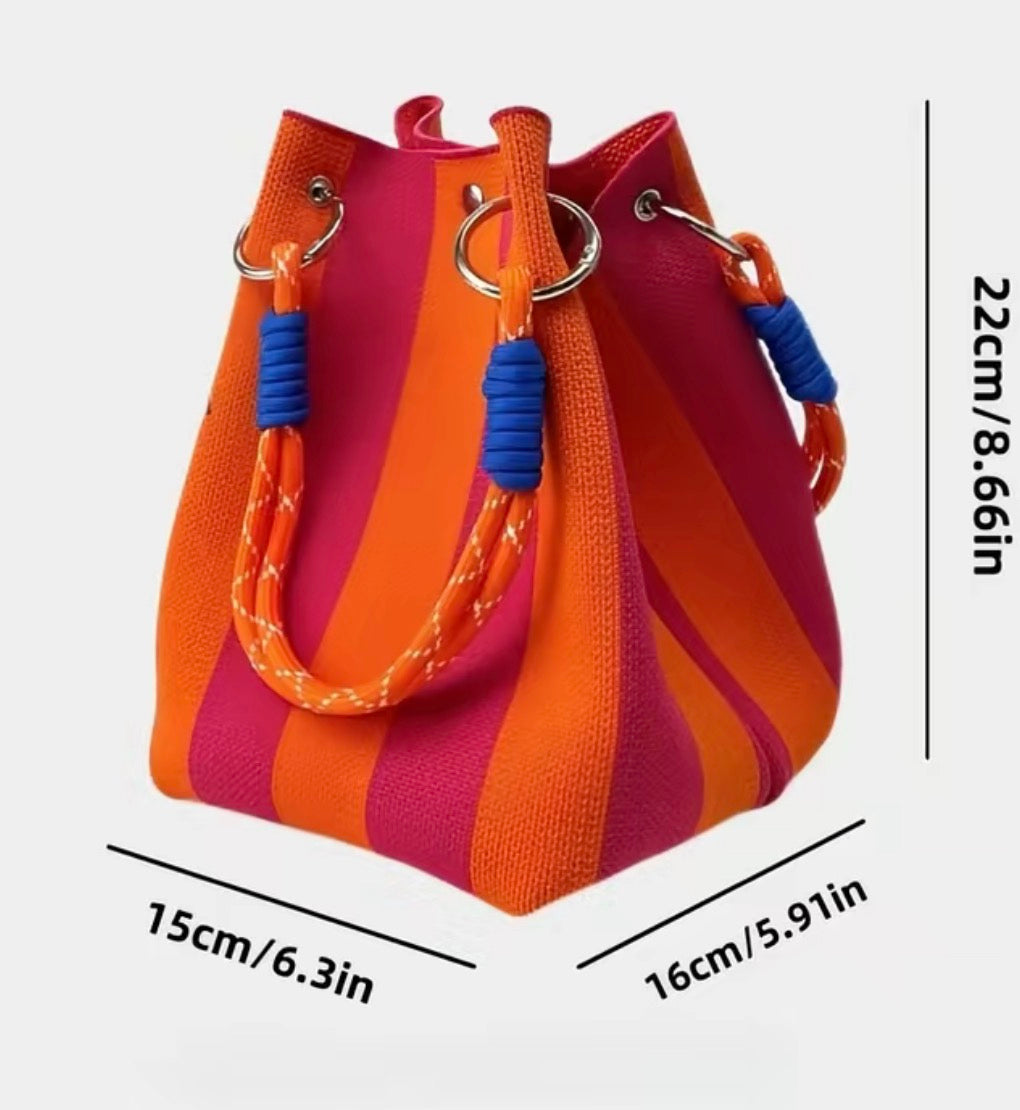 Striped Hobo Bucket Bag