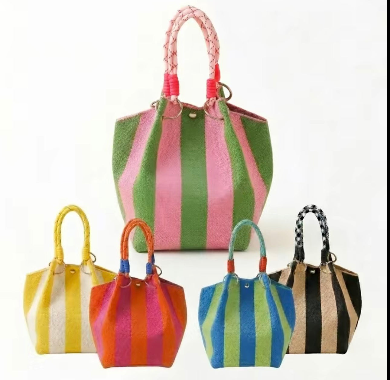 Striped Hobo Bucket Bag