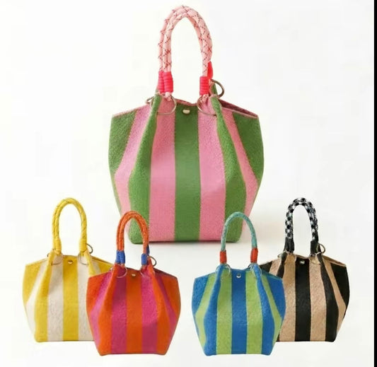 Striped Hobo Bucket Bag