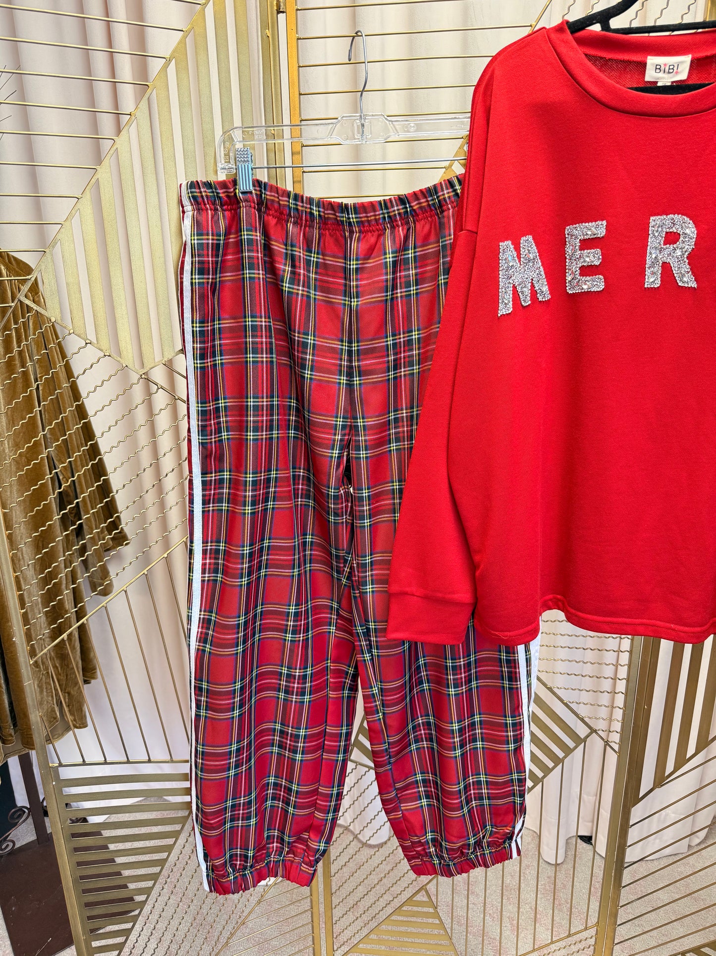 Curvy Plaid Track Pants