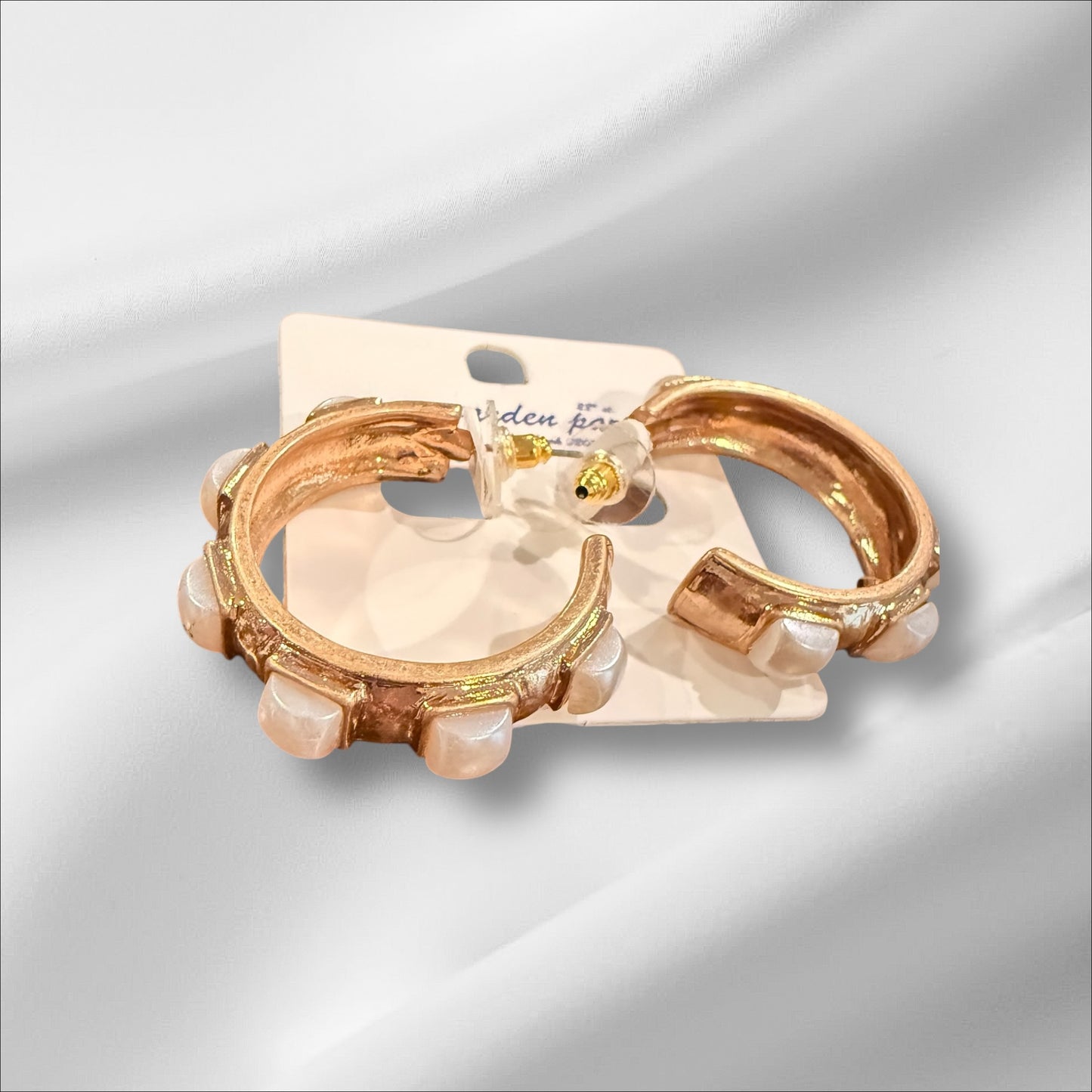 Gold Pearl Hoops