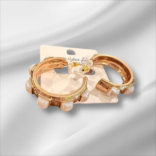 Gold Pearl Hoops