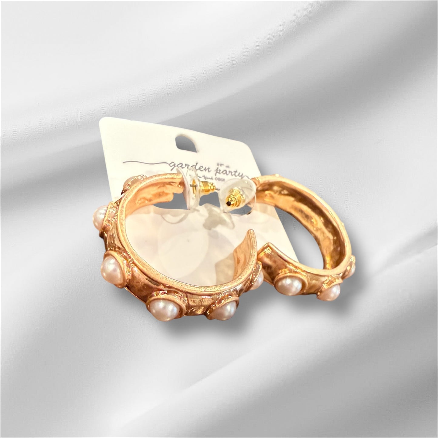 Gold Pearl Hoops