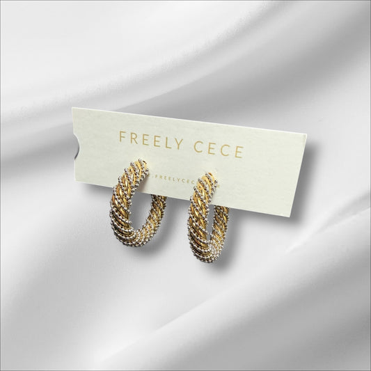 Mixed Metal Studded Hoops