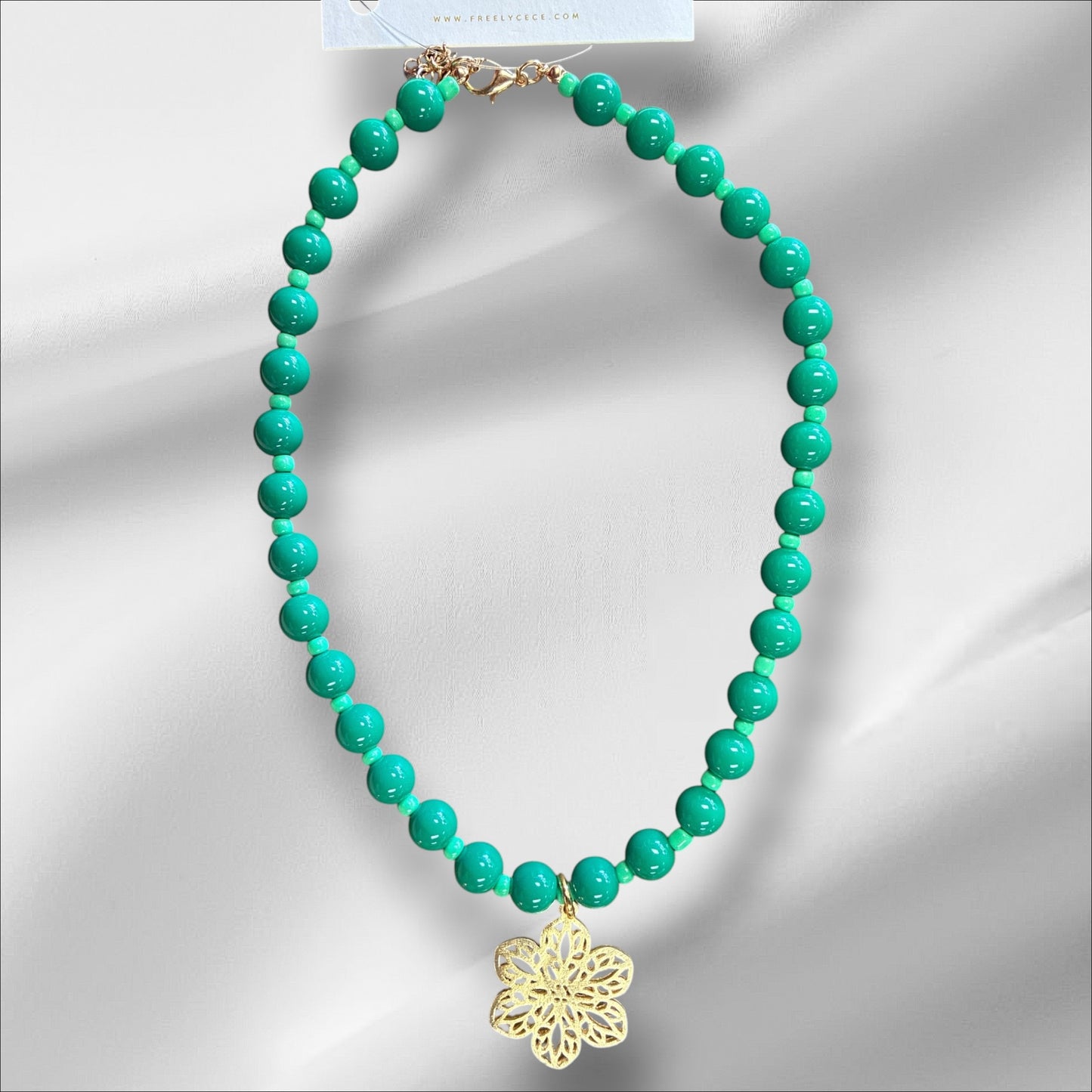 Small Beaded Necklace w/ Charm