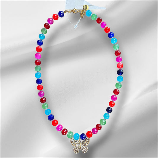Small Beaded Necklace w/ Charm