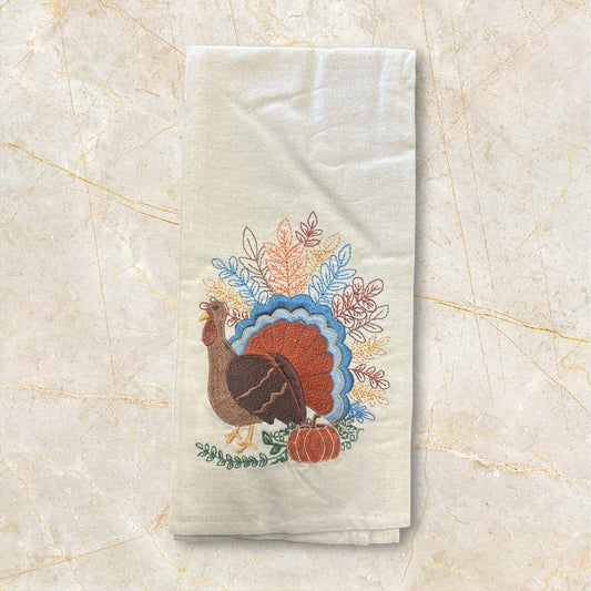 Embroidered Turkey Tea Towel