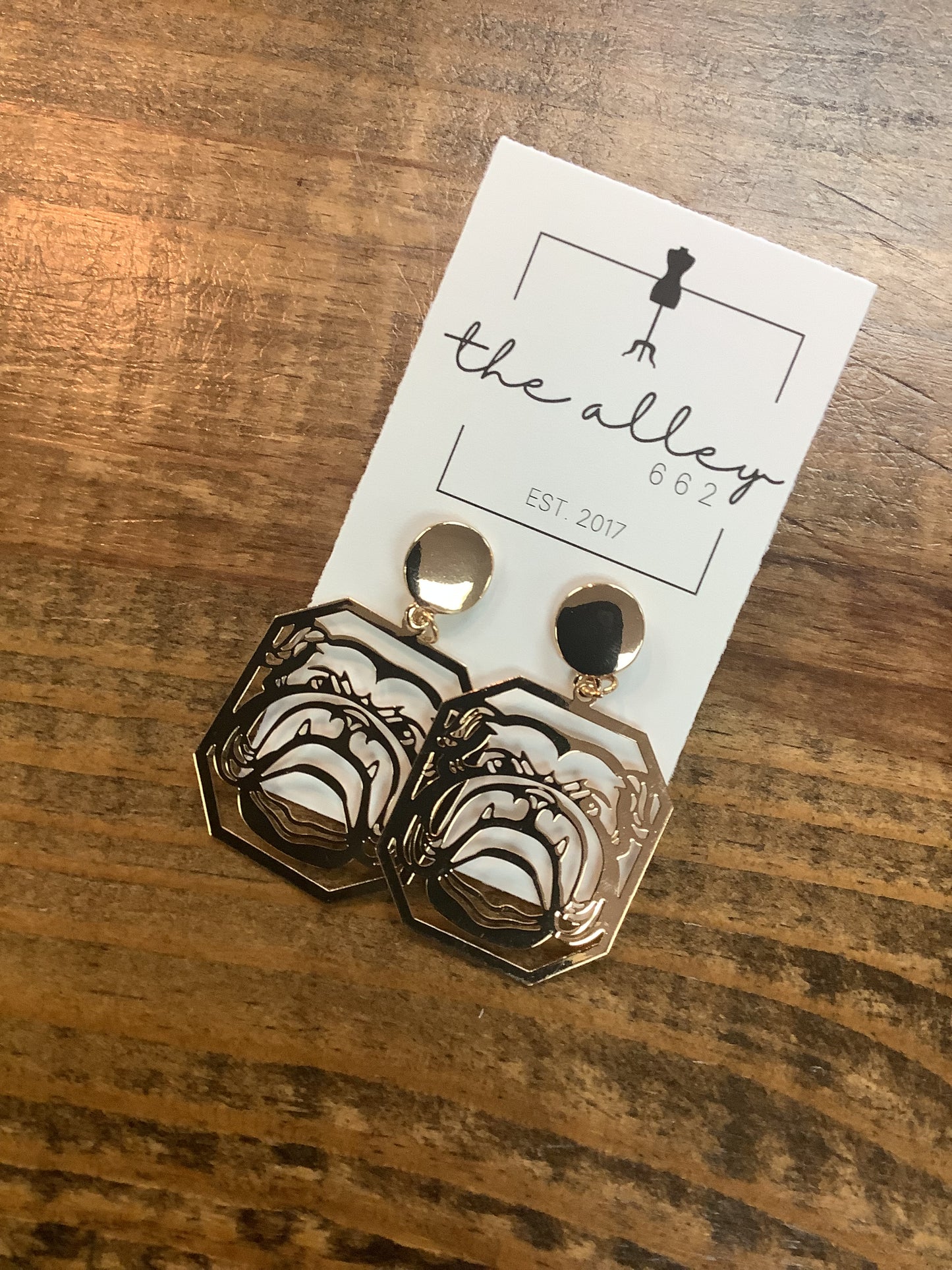 Small Gold Bulldog Earrings