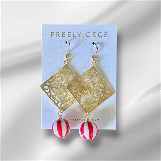 Red & White Earrings