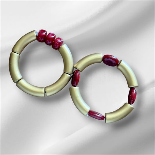 Maroon Beaded Bracelets