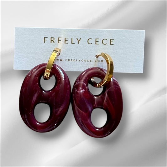 Maroon Tab Earrings